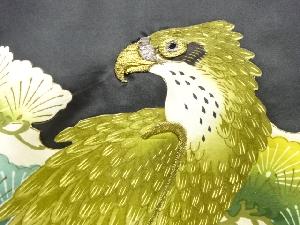 アンティーク　鷹模様刺繍紋付男児着物(内袖・長襦袢付き)